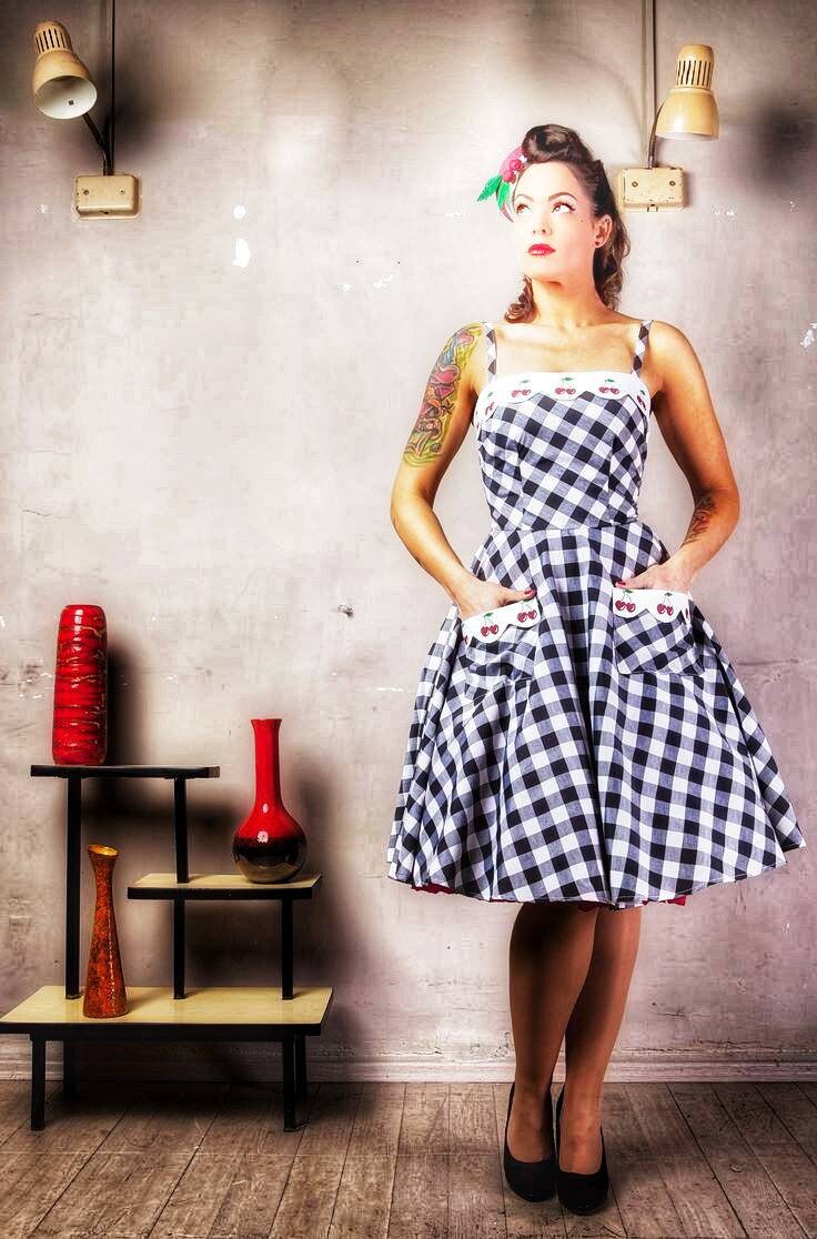 Lily Cherry Gingham Dress: Cotton Rockabilly Pin-up Style - Etsy Lily Cherry Gingham Dress: Cotton Rockabilly Pin-up Style - Etsy