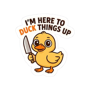 Quirky Duck-Themed Kiss-Cut Stickers, Funny Gift for Duck Lovers, Laptop Sticker, Water Bottle Decor, Cute Animal Illustration