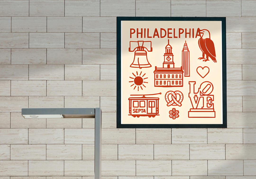 Philadelphia Icons Digital Poster | Printable Wall Art Download ...