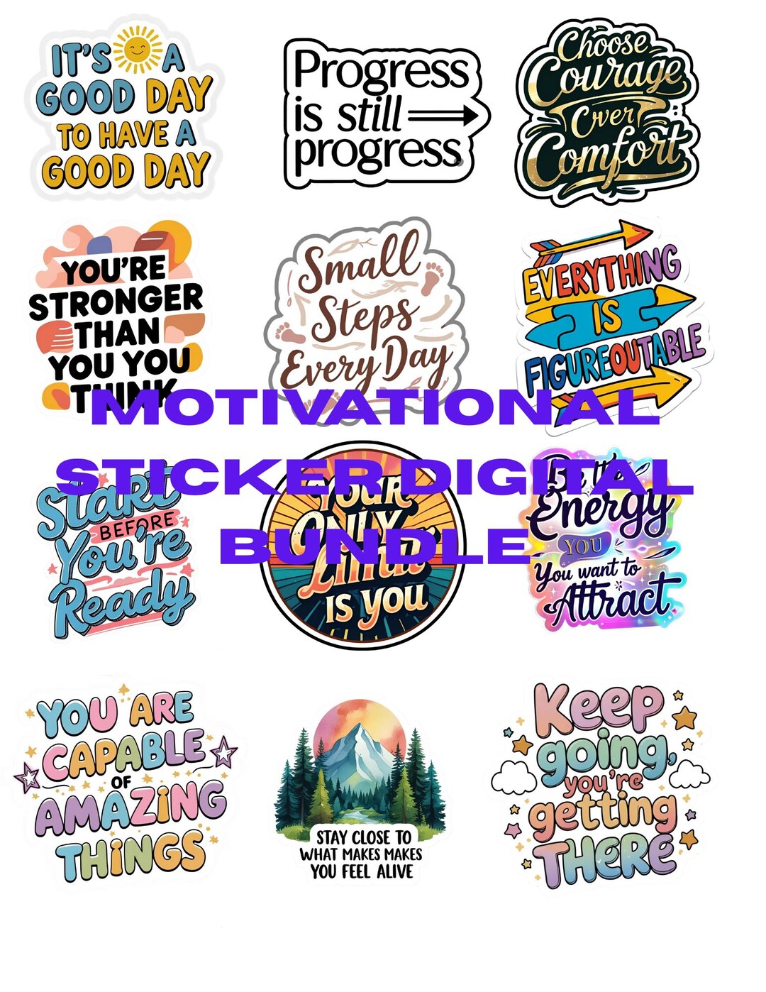 Sticker Feeling Positive Motivational Quote Stickers | Positive Planner, Laptop Decals (digital ...