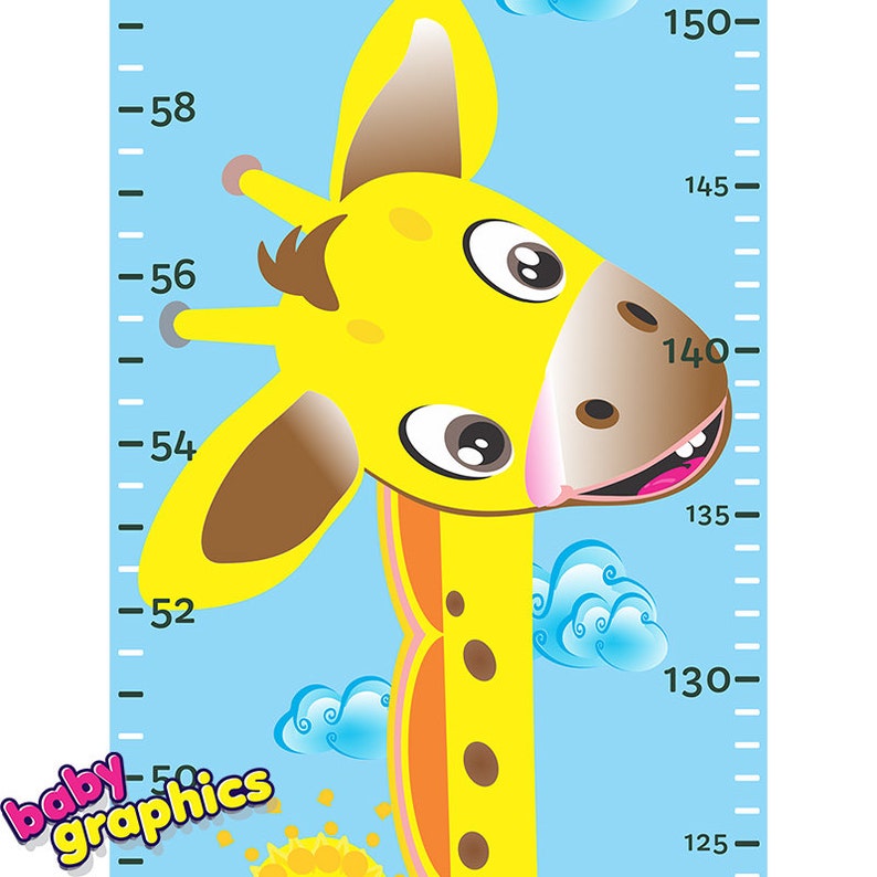 Giraffe Height Chart Removable Decal Wall Sticker by | Etsy
