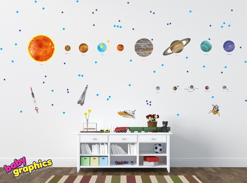 large solar system wall decals removable vinyl & fabric all | etsy