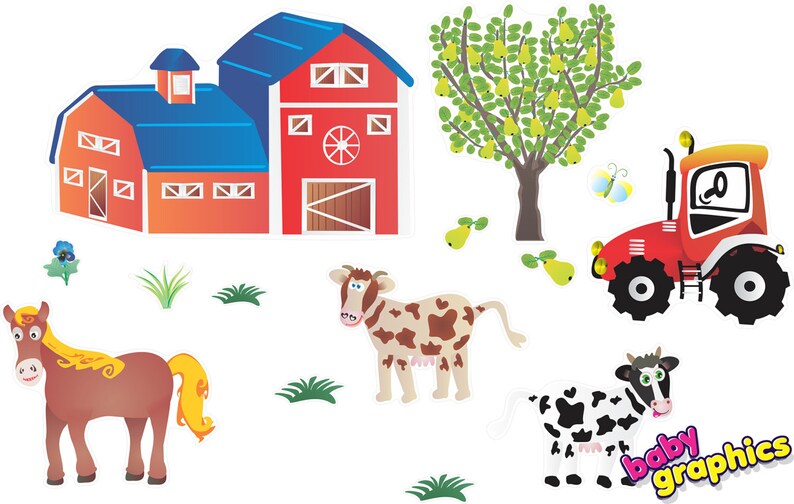 Farm & Animals Wall Stickers / Decals Scene Removable by Etsy