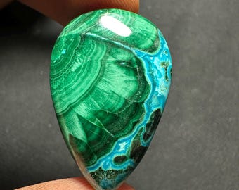 AAA+ chrysocolla malachite Gemstone Cabochon/ flashy malachite  cabs For Making Jewelry 32x21 45cts.