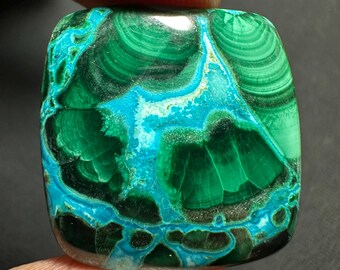 AAA+ chrysocolla malachite Gemstone Cabochon/ flashy malachite  cabs For Making Jewelry 28x28 45cts.