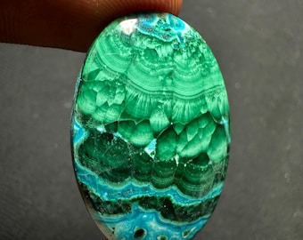 AAA+ chrysocolla malachite Gemstone Cabochon/ flashy malachite  cabs For Making Jewelry 32x22 35cts.