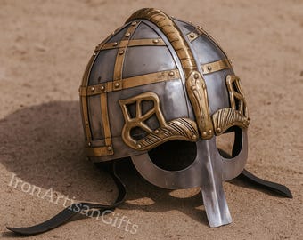 Handmade Steel Viking Helmet: Norse Warrior Armor for LARP, Cosplay