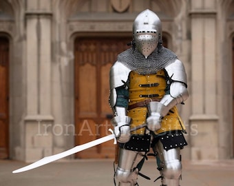 Handcrafted Medieval Full Plate Armor Set | Steel, 2 Visored Helmets