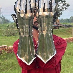 Middeleeuwse stalen handschoenen | Handgemaakte gelede Knight Armor-handschoenen | LARP, re-enactment, cosplayaccessoire | Beste cadeau voor verzamelaars