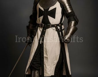 Handmade Medieval Steel Templar Knight Armor | Full Crusader Costume