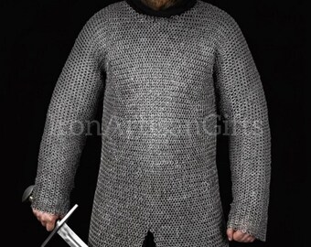 Medieval Chainmail Hauberk | 8mm Riveted Steel Rings | Handmade Knight Armor | LARP & Reenactment Ready