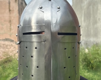 Medieval Crusader Great Helm | Knight Armor Helmet | Handcrafted Steel Helmet for LARP, Cosplay & Reenactment..