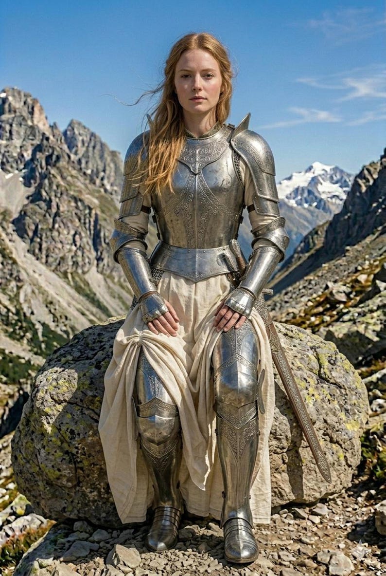 Medieval Lady Full Steel Armor Suit – Gothic Knight Plate Set, Women Warrior Combat Armor, Handmade Functional LARP Costume image 4