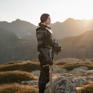 Female Knight Full Body Steel Armor Suit | Medieval Lady Warrior Armor | Blackned Steel Armor | Handmade LARP Fantasy Armor | image 2