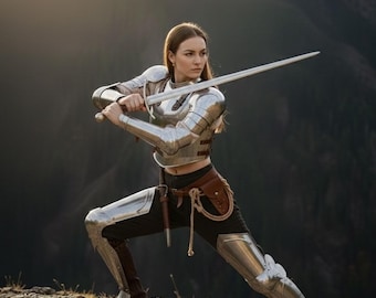 Women Medieval Steel Armor Set – 18 Gauge Handmade Lady Warrior Armor – Fantasy LARP Cosplay Female Knight Armor