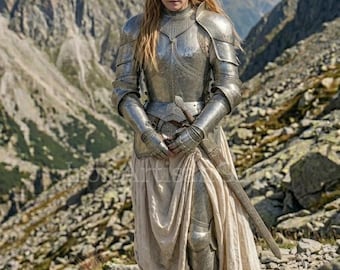 Medieval Lady Full Steel Armor Suit – Gothic Knight Plate Set, Women Warrior Combat Armor, Handmade Functional LARP Costume