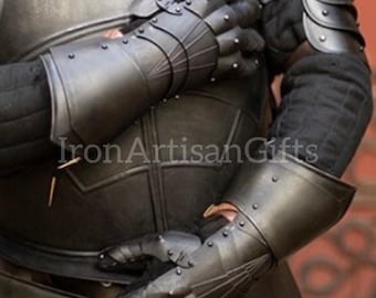 Guanteletes de caballero de acero hechos a mano: Armadura gótica medieval, cosplay para LARP