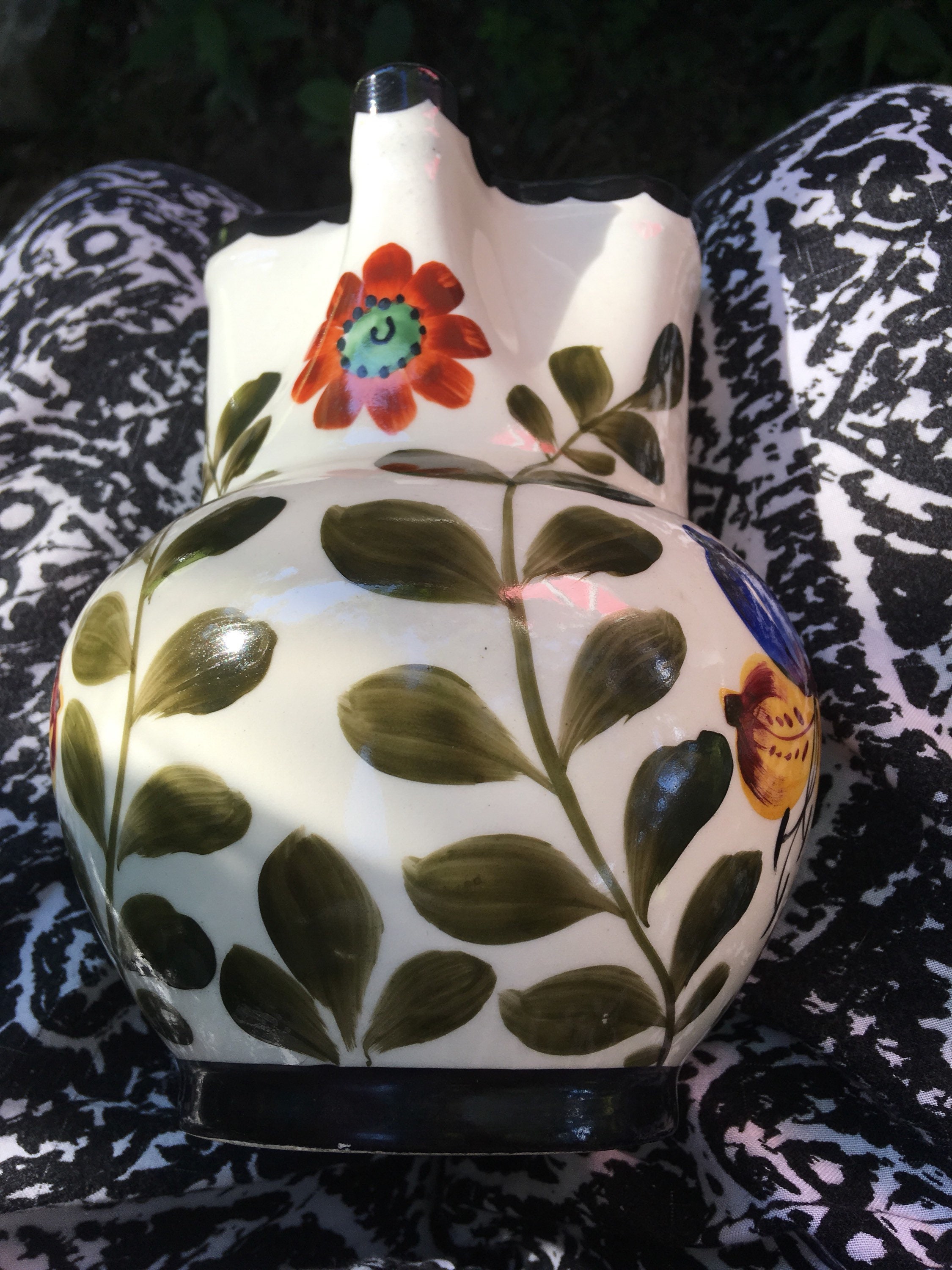 Czechoslovakia ERPHILA Art Pottery Pitcher With Lid Hand Czechoslovakia ERPHILA Art Pottery Pitcher With Lid Hand