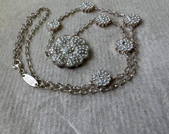 Suzanne Somers vintage floral 925 sterling cz NOS WOT preowned never weared 17.5-19.5” @21g