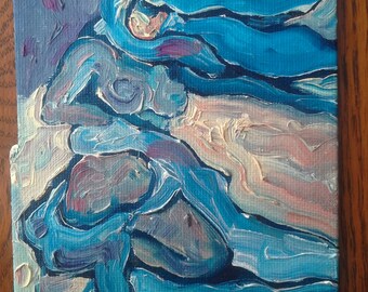 original signed "Desert Winds Warrior Princess" oil on canvas board by Chris Lorenz.  Impasto, impressionist, small painting