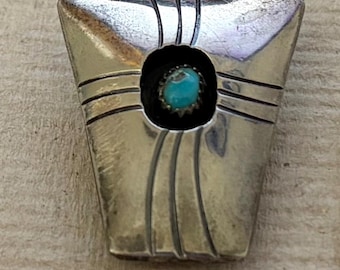 Bolo slide Mary Joe Navajo necesita piezas plata esterlina sin marcar caja de sombra turquesa algunos daños en la cara