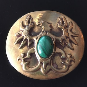 Eagle belt buckle cast brass malachite belt buckle TMT