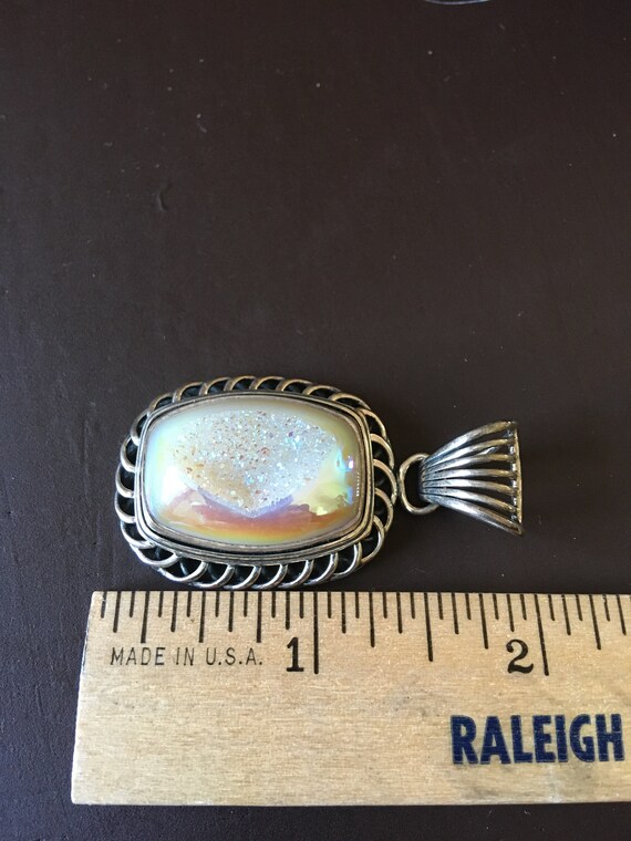 Druzy geode huge pendant sterling preowned PJC pe… - image 3