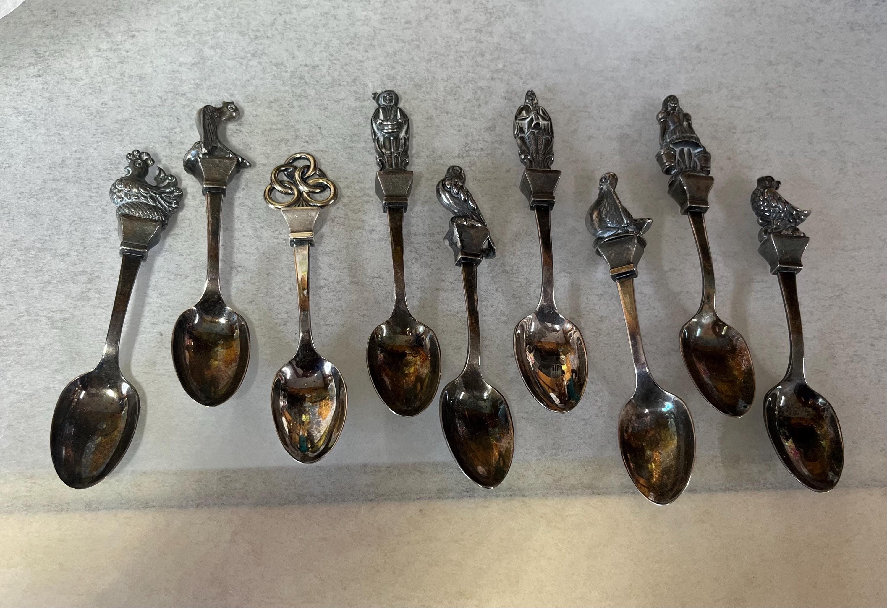 Christmas 9 of 12 Days of Franklin Mint Spoons Silver Plate and