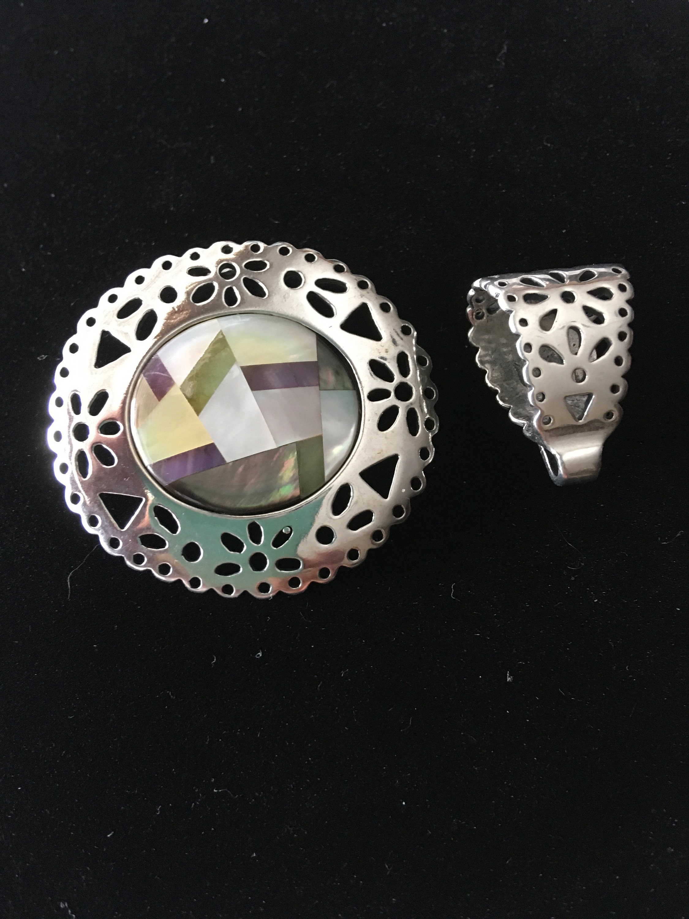 Carolyn Pollack Relios Hallmark Sterling Silver Inlay Concho
