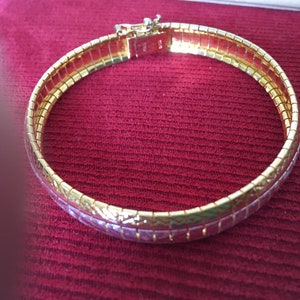 Milor cubetto style sterling bracelet with gold overlay in great vintage condition 7.25" Italy