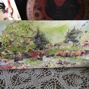 Dixie and her friends rural Virginia Lorenz signed original oil painting on stretched canvas