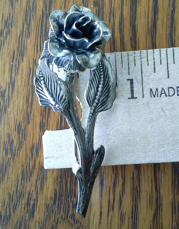 exquisite vintage Jewelart sterling silver rose b… - image 2