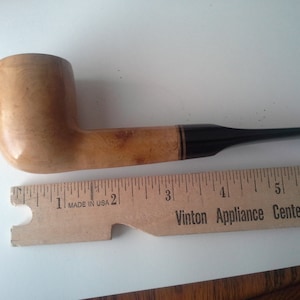 light color (olive wood?) vintage Italy Italian Spitfire straight tobacco pipe blonde wood