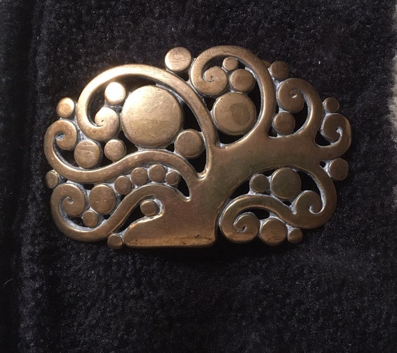Hippie hipster belt buckle K Dupree 1960's-1970's brass psychedelic large size ladies or men's unmarked back