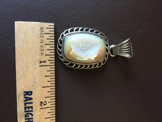 Druzy geode huge pendant sterling preowned PJC pe… - image 2