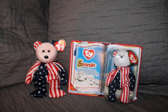 TY Beanie Baby - SPANGLE the Bear (Pink Head Version) (8.5  Retired Ty beanie baby Spangle pink head main image 2