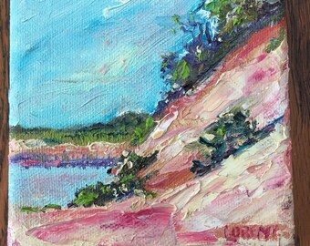 Dune by the Moors Provincetown Massachusetts 2014 small original impressionist oil painting signed by artist Chris Lorenz