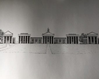 The Colonnade Buildings print Washington and Lee college Lexington, VA Washington Hall Robinson Hall Newcomb Hall Tucker Hall Payne Hall