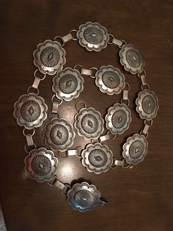 Concho concha Belt Navajo Silver Mesa Vintage @ 3… - image 1