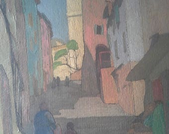 New Orleans Charles W. Bein signed Arts Crafts Club Tulane University, Louisiana early 1900&#39;s painting Charlie architecture professor artist