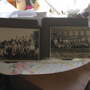 Norfolk Western Railroad United States Safety Act brakes and couplings (2)photographs  mostly same men in both photos origin of Roanoke VA