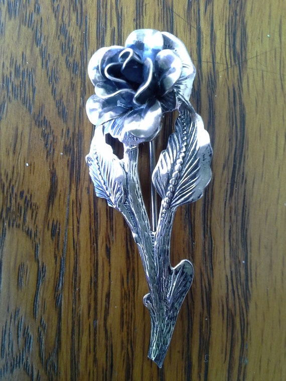 exquisite vintage Jewelart sterling silver rose b… - image 1