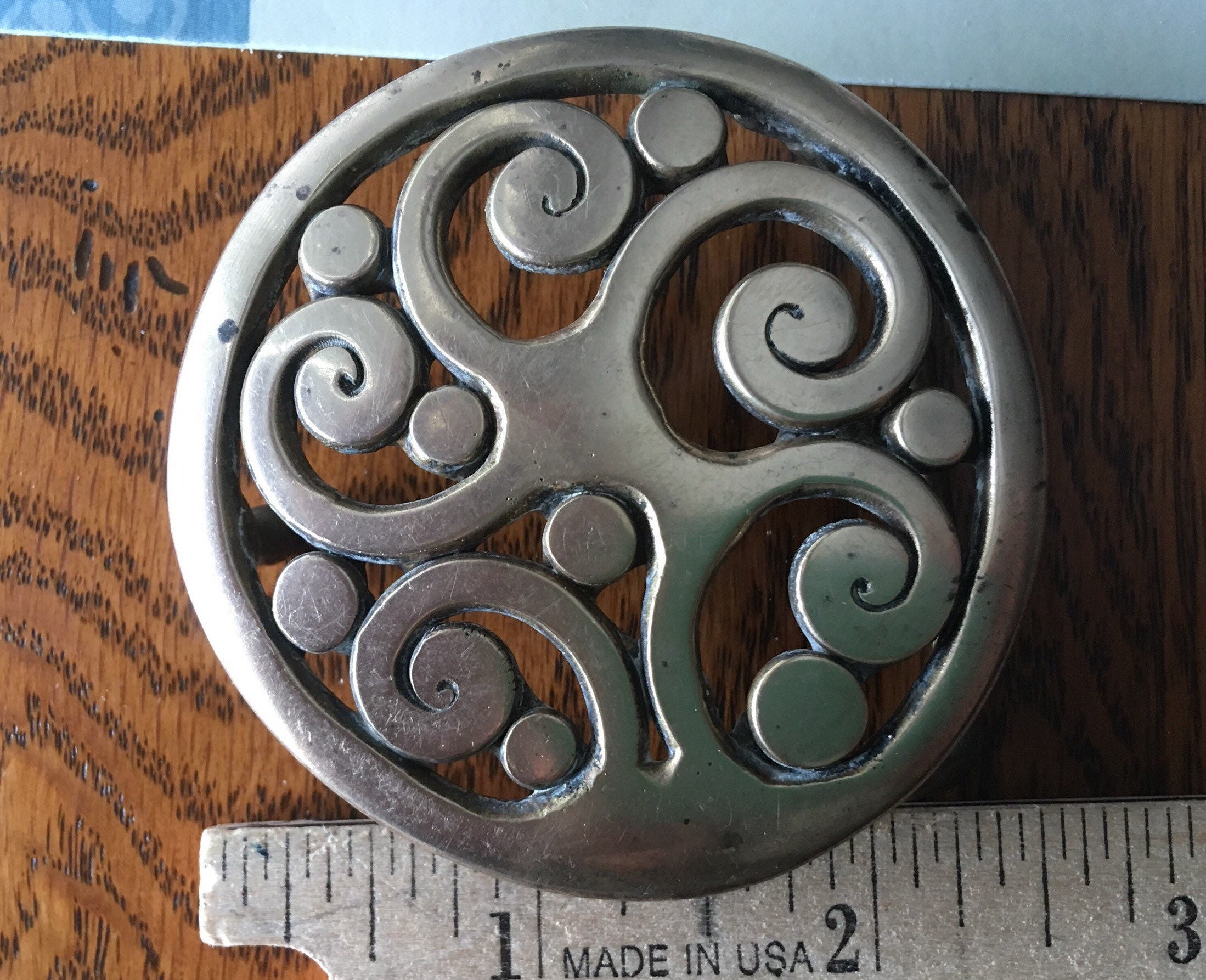 Hippie Hipster Bohemian Vintage Brass Belt Buckle K. Dupree  display picture 1