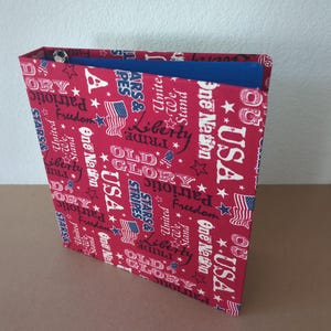 Raccoglitore ad anelli in tessuto fatto a mano "The Patriot", organizer in carta, agenda, regalo per il 4 luglio, regalo per il 4 luglio, raccoglitore patriottico