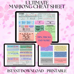 American Mahjong Cheat Sheet – Mahjong Beginner PDF Guide – Printable Tile Game Quick Reference
