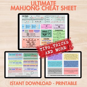 American Mahjong Cheat Sheet – Mahjong Beginner PDF Guide – Printable Tile Game Quick Reference