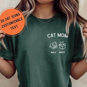 Camicia personalizzata per mamma papà gatto, maglietta personalizzata per gatti con nome, regalo per gli amanti dei gatti per mamma papà, vestito per ritratto di animali in tela Bella