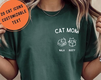 Custom Cat Mom Dad Shirt, Personalisiertes Katzen-T-Shirt mit Namen, Cat Lovers Gift For Mom Dad, Bella Canvas Pet Portrait Outfit