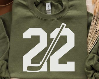 Custom Jersey Number Sweatshirt, Custom Mascot Crewneck, Gift For Hockey Fans, Personalized Hockey School Team Number Sweatshirt