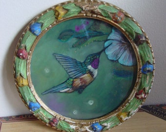 Peinture pastel colibri